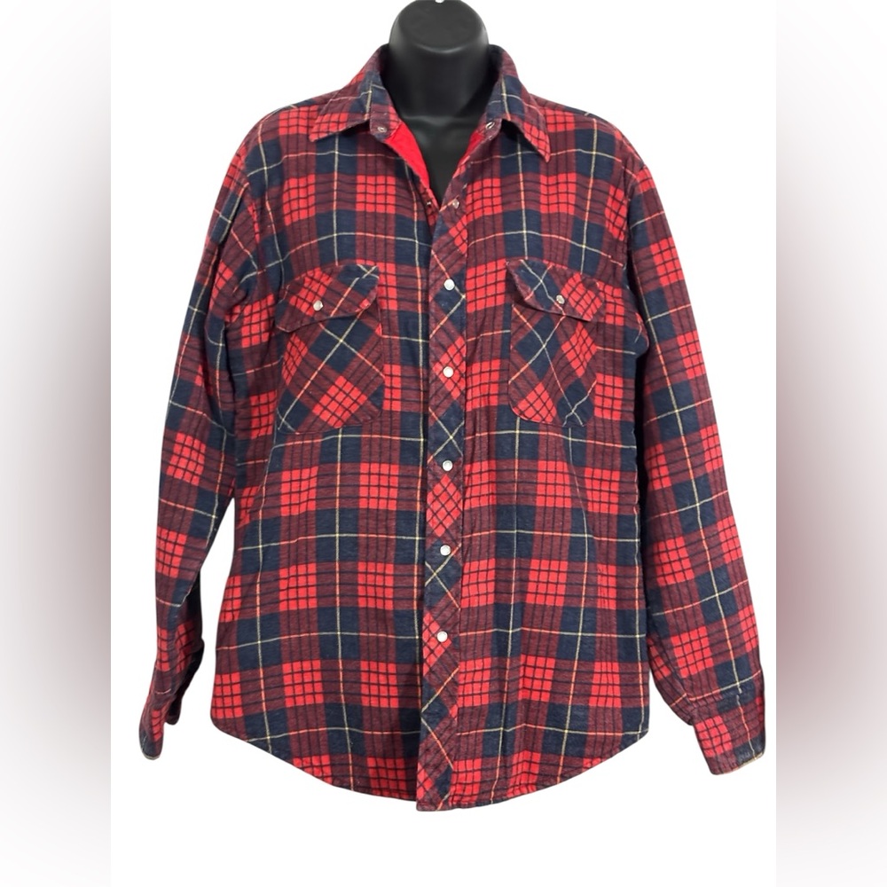 Vintage Zellers Red and Blue Plaid Button-Up Shacket